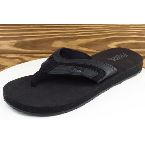 Flojos‎ Size 10 M Black Flip Flop Synthetic Men Shoes Tiburon - Picture 1 of 7